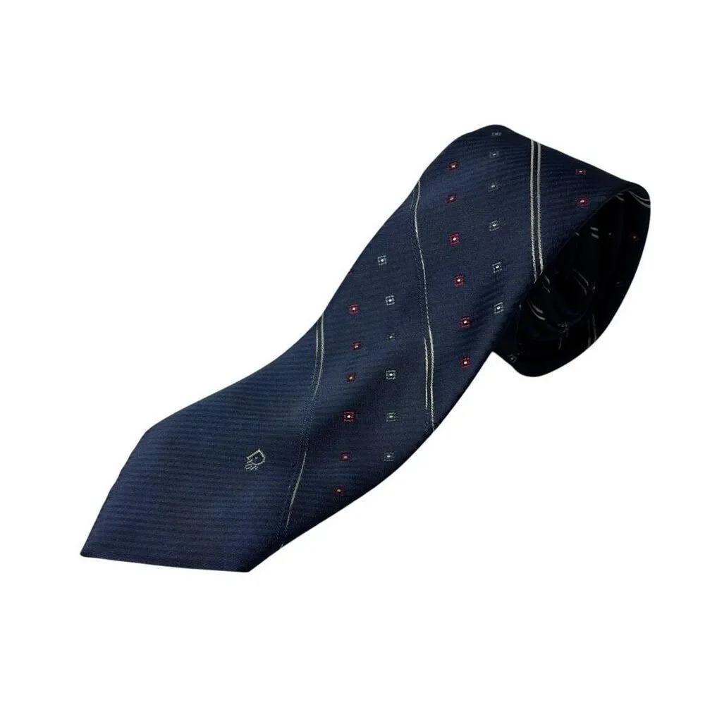Vintage Christian Dior Logo Necktie Navy Blue Excellent